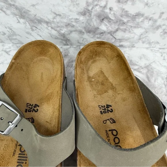 BIRKENSTOCK PAPILLIO GIZEH PLATFORM NUBUCK LEATHER DOVE GRAY Sz 42 Women’s Sz 11